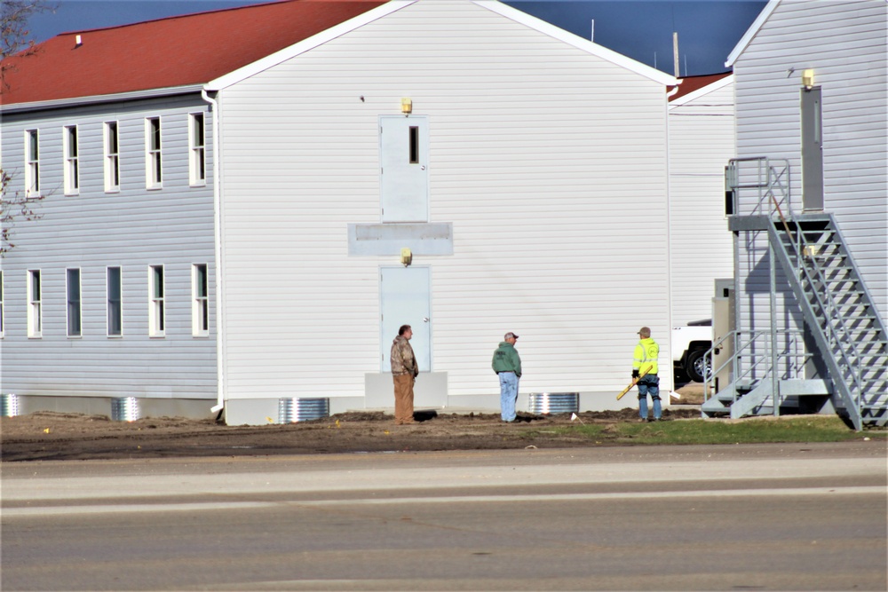 Reset of World War II-era barracks moved in 2023 continues; work nearly complete