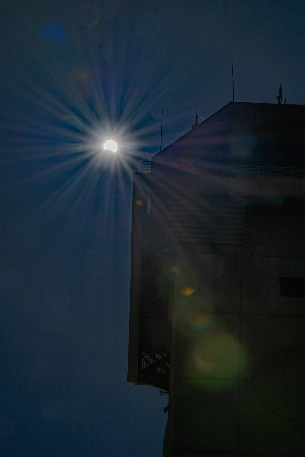 Partial solar eclipse as seen from Travis Air Force Base