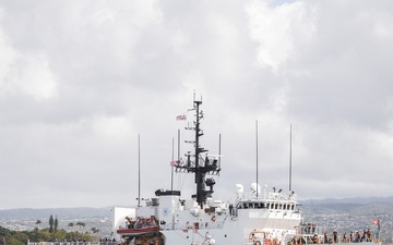 U.S. Coast Guard Cutter Harriet Lane returns to home port after 79-day Operation Blue Pacific patrol.