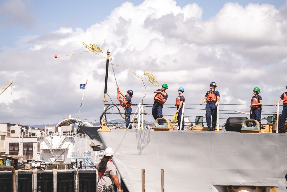 U.S. Coast Guard Cutter Harriet Lane returns to home port after 79-day Operation Blue Pacific patrol.