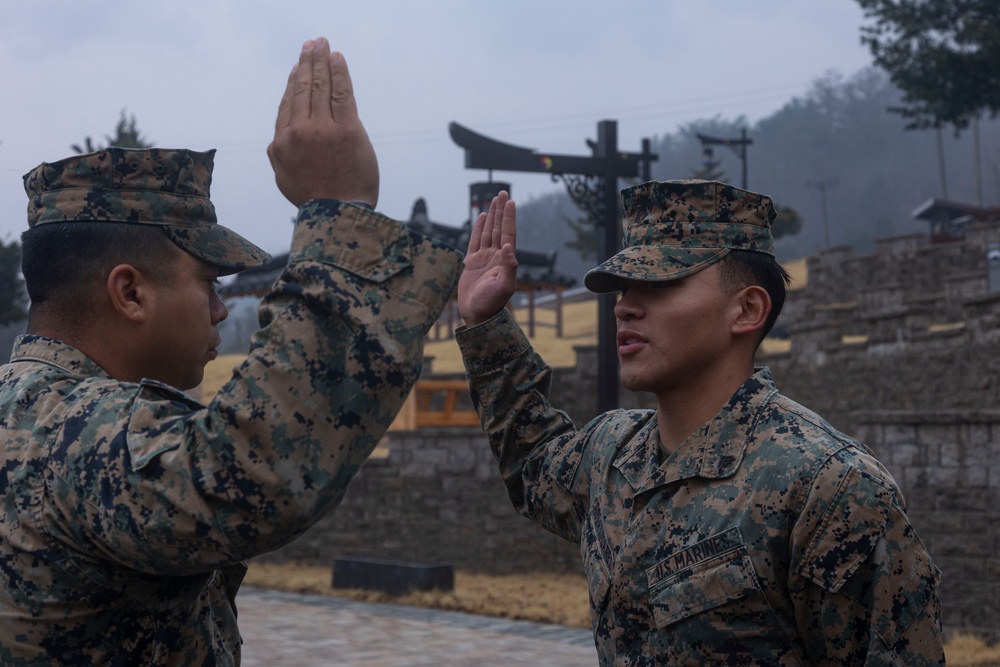 Warrior Shield: Marines with 12 MLR Reenlist during Warrior Shield