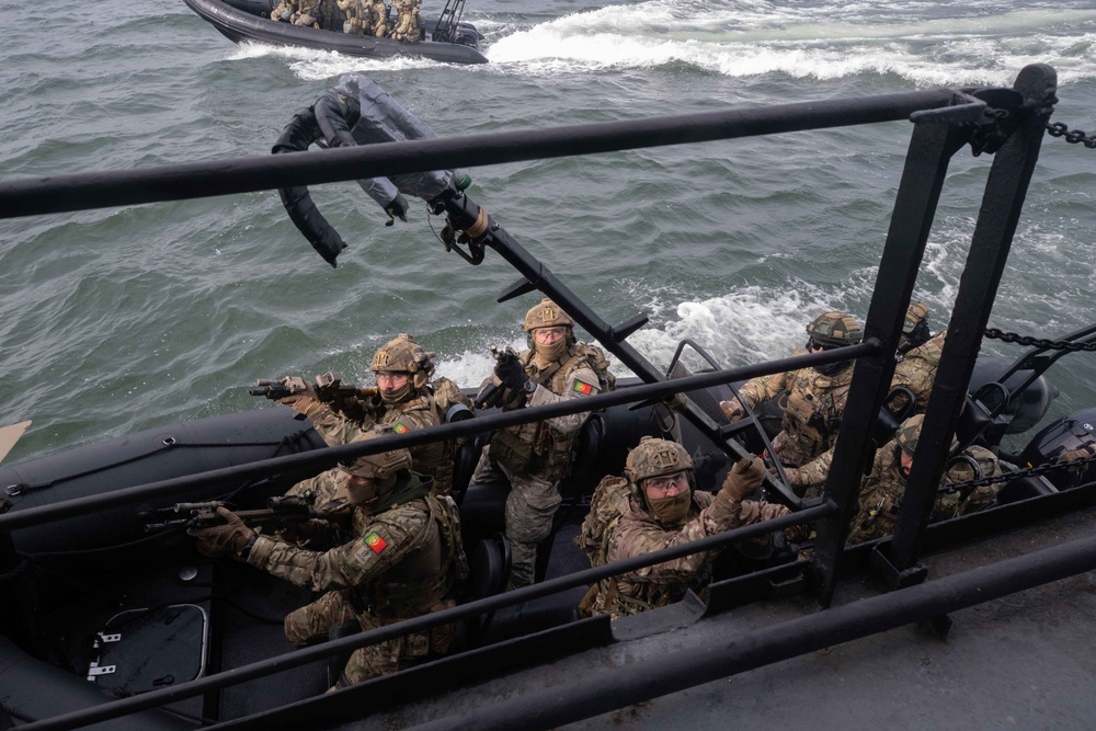 International special operations teams train to board and search vessels on the Black sea during Trojan Footprint 2024