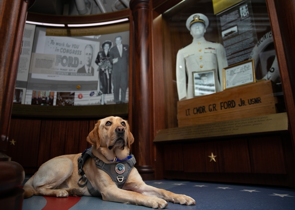 Sage visits the Tribute Room aboard USS Gerald R. Ford (CVN 78)