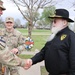 Commander greet veteran