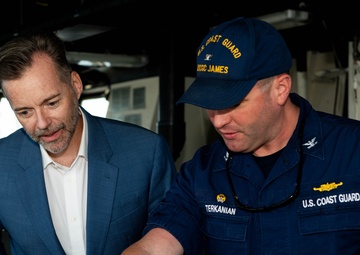 US Ambassador to Barbados and the Organization of Eastern Caribbean States visits crew of US Coast Guard Cutter James during port of call