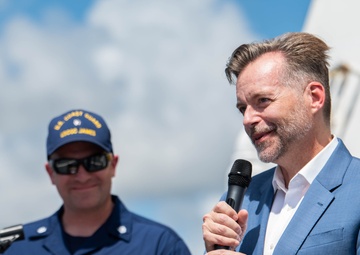 US Ambassador to Barbados and the Organization of Eastern Caribbean States visits crew of US Coast Guard Cutter James during scheduled port of call