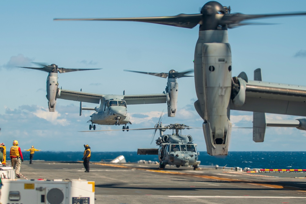 MV-22B Ospreys with VMM-165 (Rein.) Embark USS Boxer