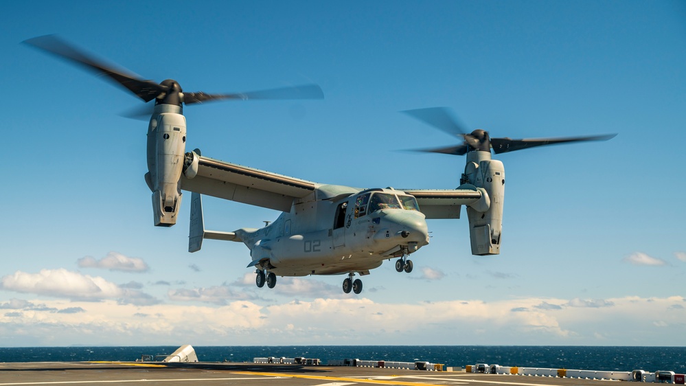 MV-22B Ospreys with VMM-165 (Rein.) Embark USS Boxer