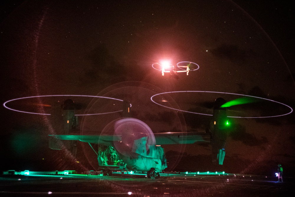 MV-22B Ospreys with VMM-165 (Rein.) Embark USS Boxer