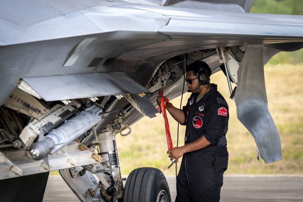 F-22 Raptors launch from Tinian for Agile Reaper 24-1