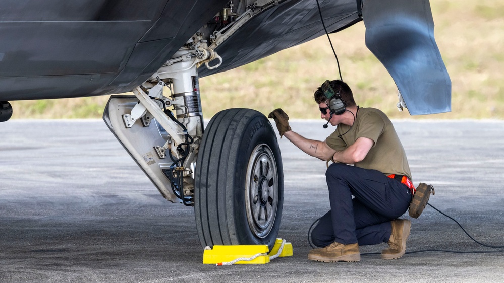 F-22 Raptors launch from Tinian for Agile Reaper 24-1