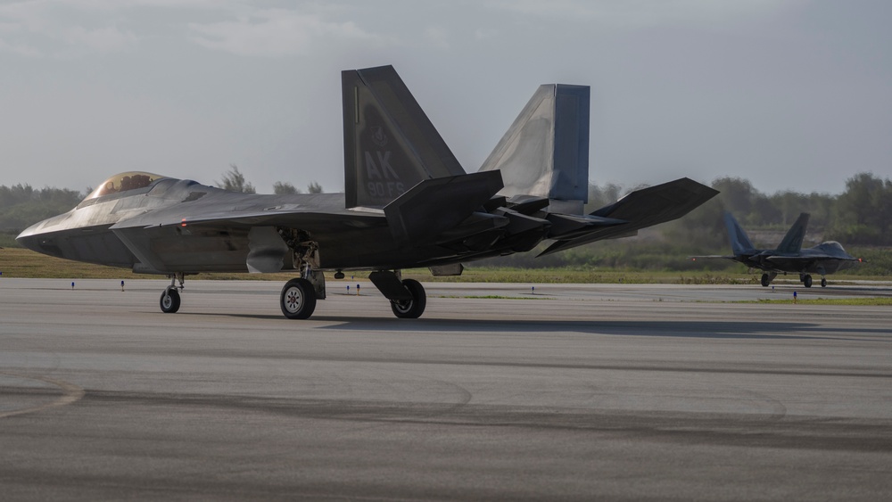 F-22 Raptors launch from Tinian for Agile Reaper 24-1