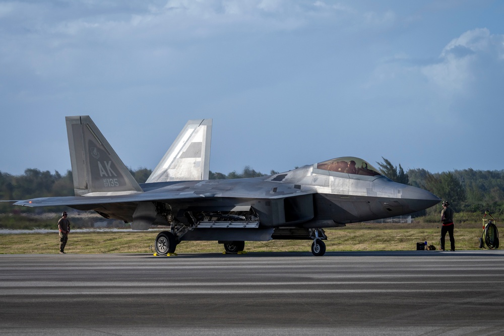 F-22 Raptors launch from Tinian for Agile Reaper 24-1