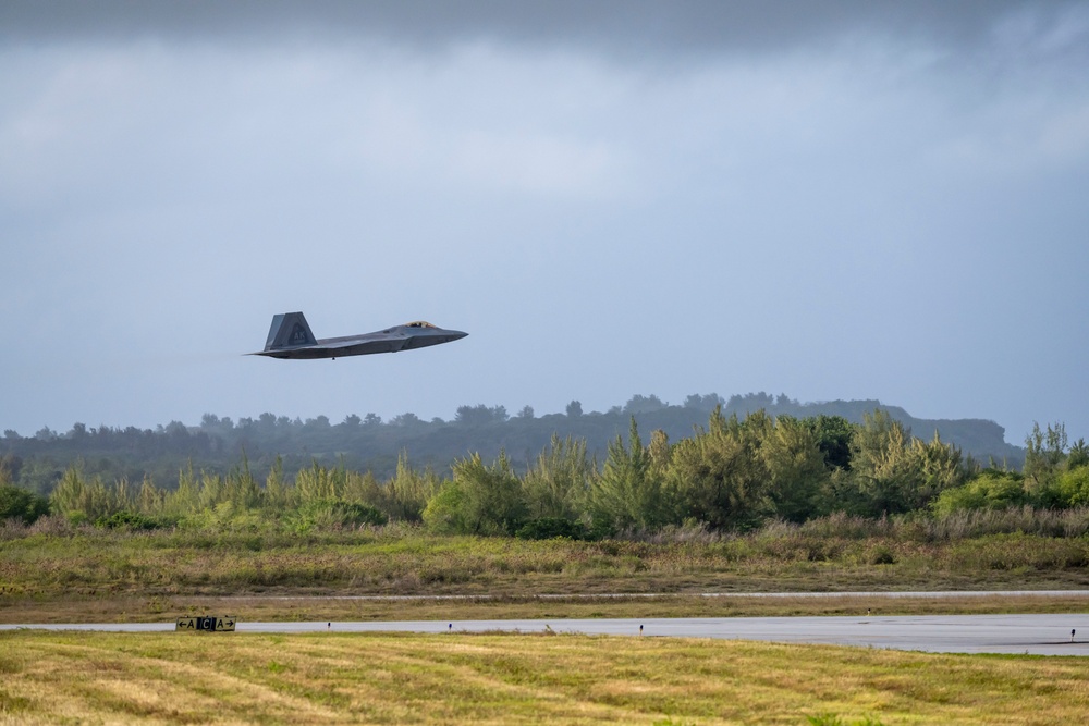 F-22 Raptors launch from Tinian for Agile Reaper 24-1