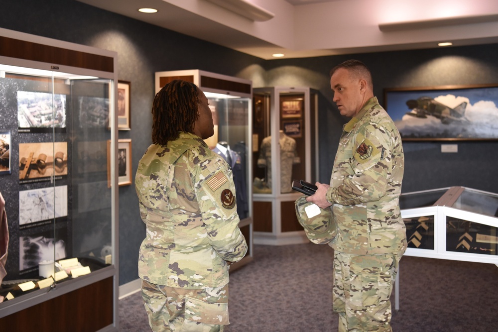Chief Master Sgt. Jeremy Unterseher, Fifteenth Air Force command chief visits Tinker Air Force Base