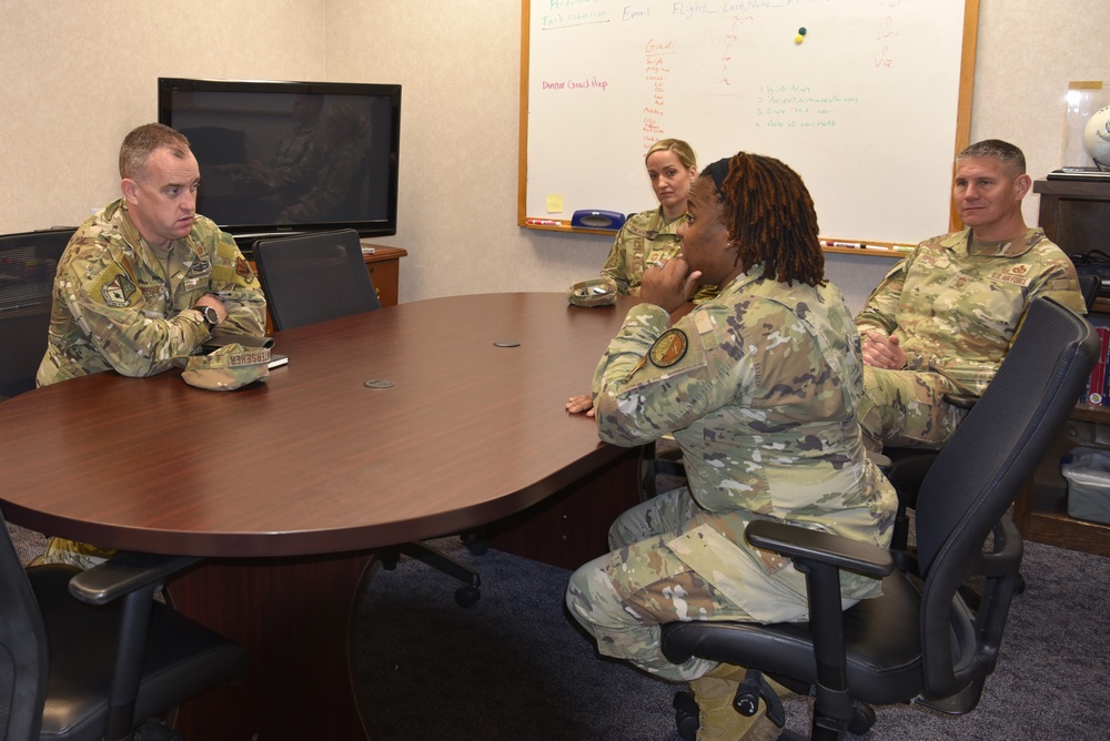 Chief Master Sgt. Jeremy Unterseher, Fifteenth Air Force command chief visits Tinker Air Force Base