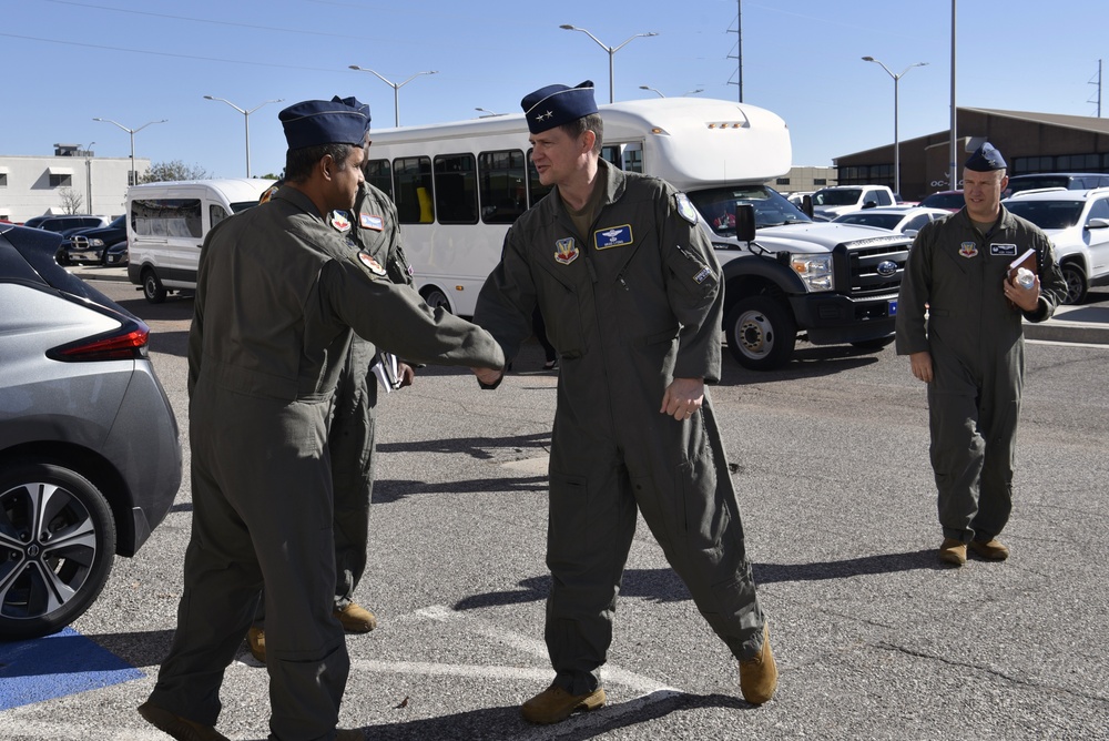 Maj. Gen. David Lyons, Fifteenth Air Force commander, visits Tinker Air Force Base