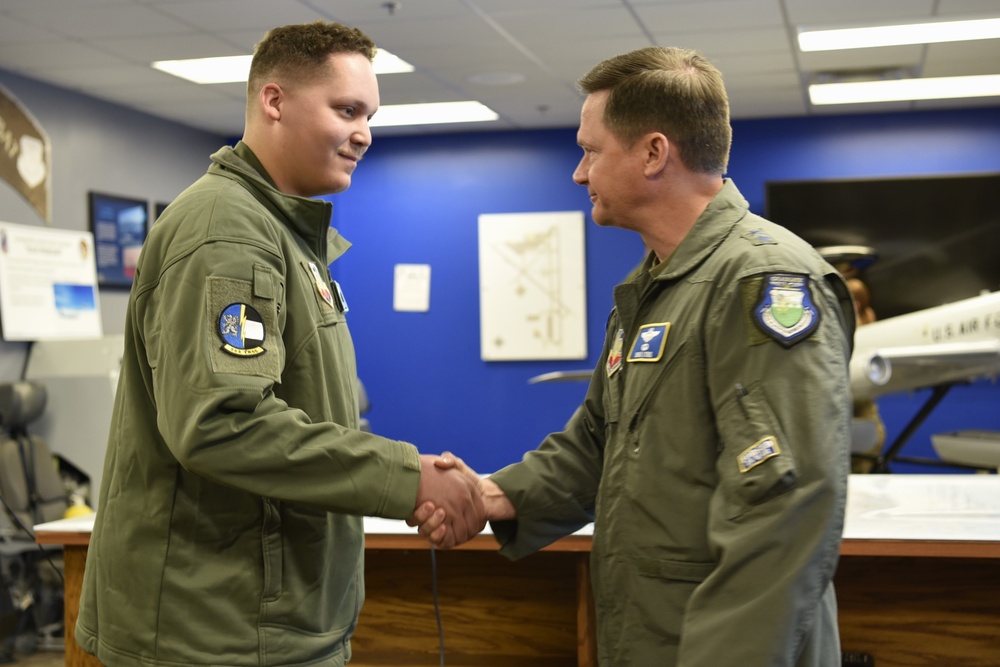 Maj. Gen. David Lyons, Fifteenth Air Force commander, visits Tinker Air Force Base