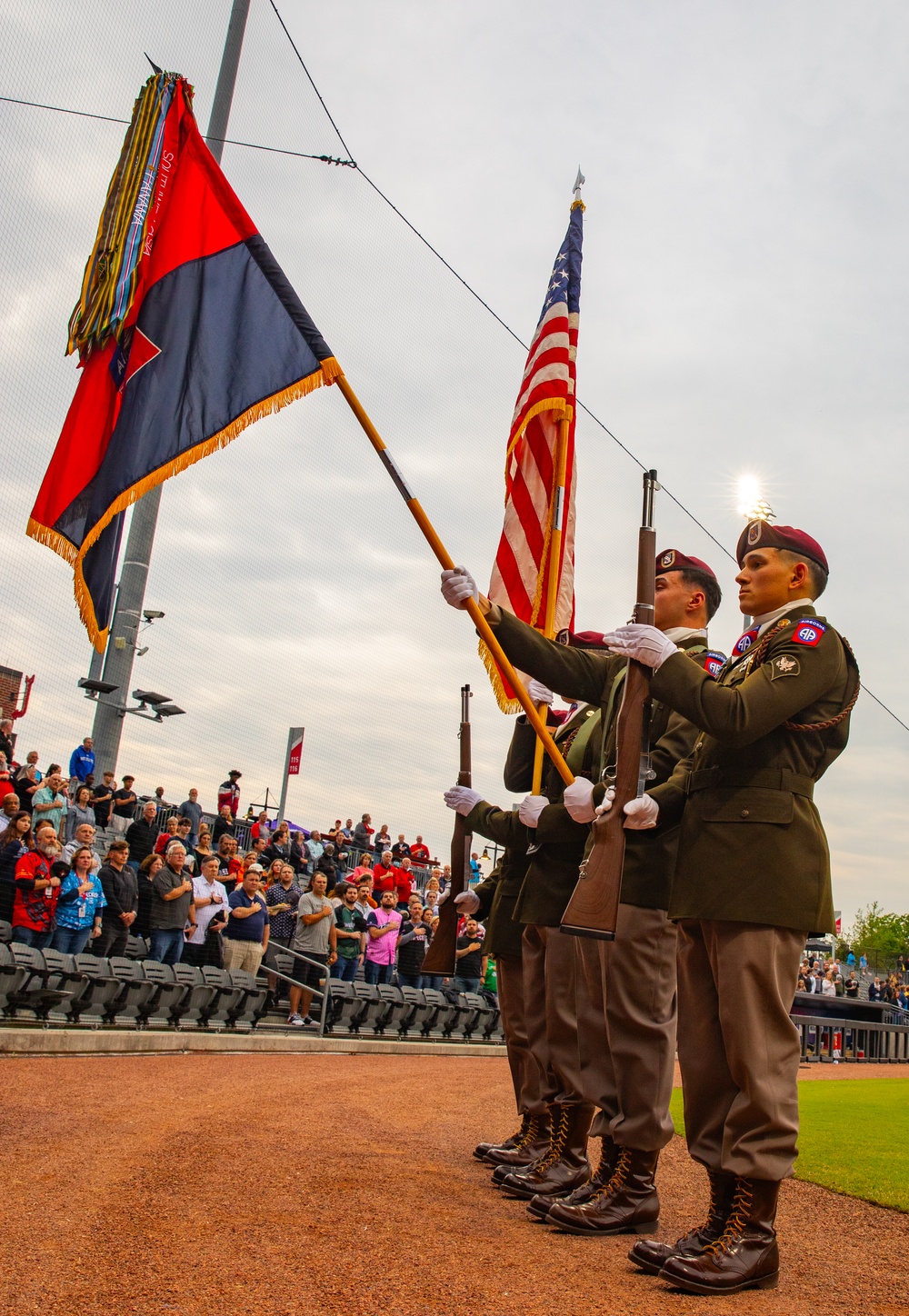 82nd ABN DIV Chorus and Color Guard perform at Segra Stadium