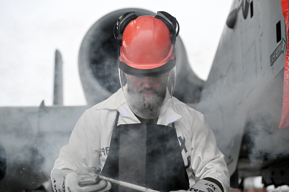 Crew Chief Services Life Support Systems on A-10C Thunderbolt II Aircraft At Selfridge Air National Guard Base