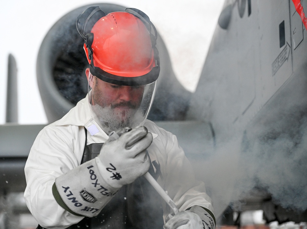 Crew Chief Services Life Support Systems on A-10C Thunderbolt II Aircraft At Selfridge Air National Guard Base