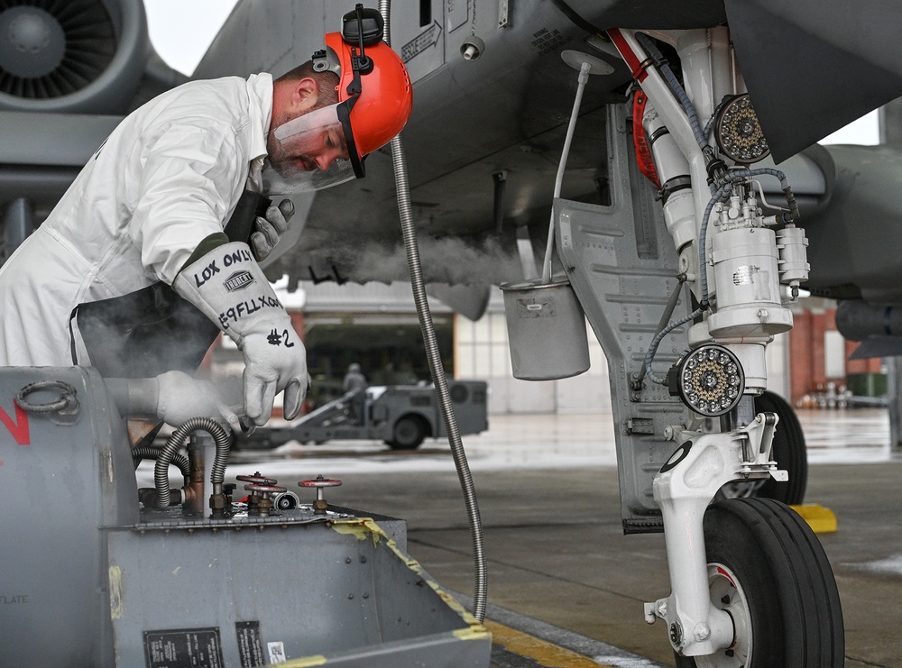 Crew Chief Services Life Support Systems on A-10C Thunderbolt II Aircraft At Selfridge Air National Guard Base