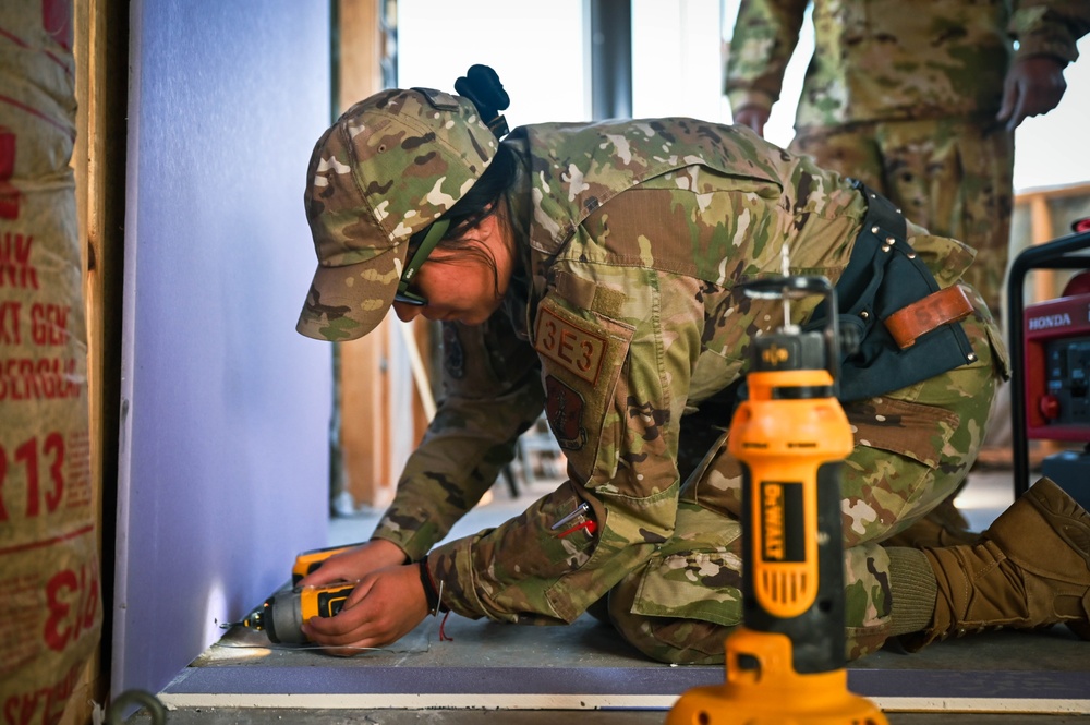 155th Civil Engineer Squadron installs drywall