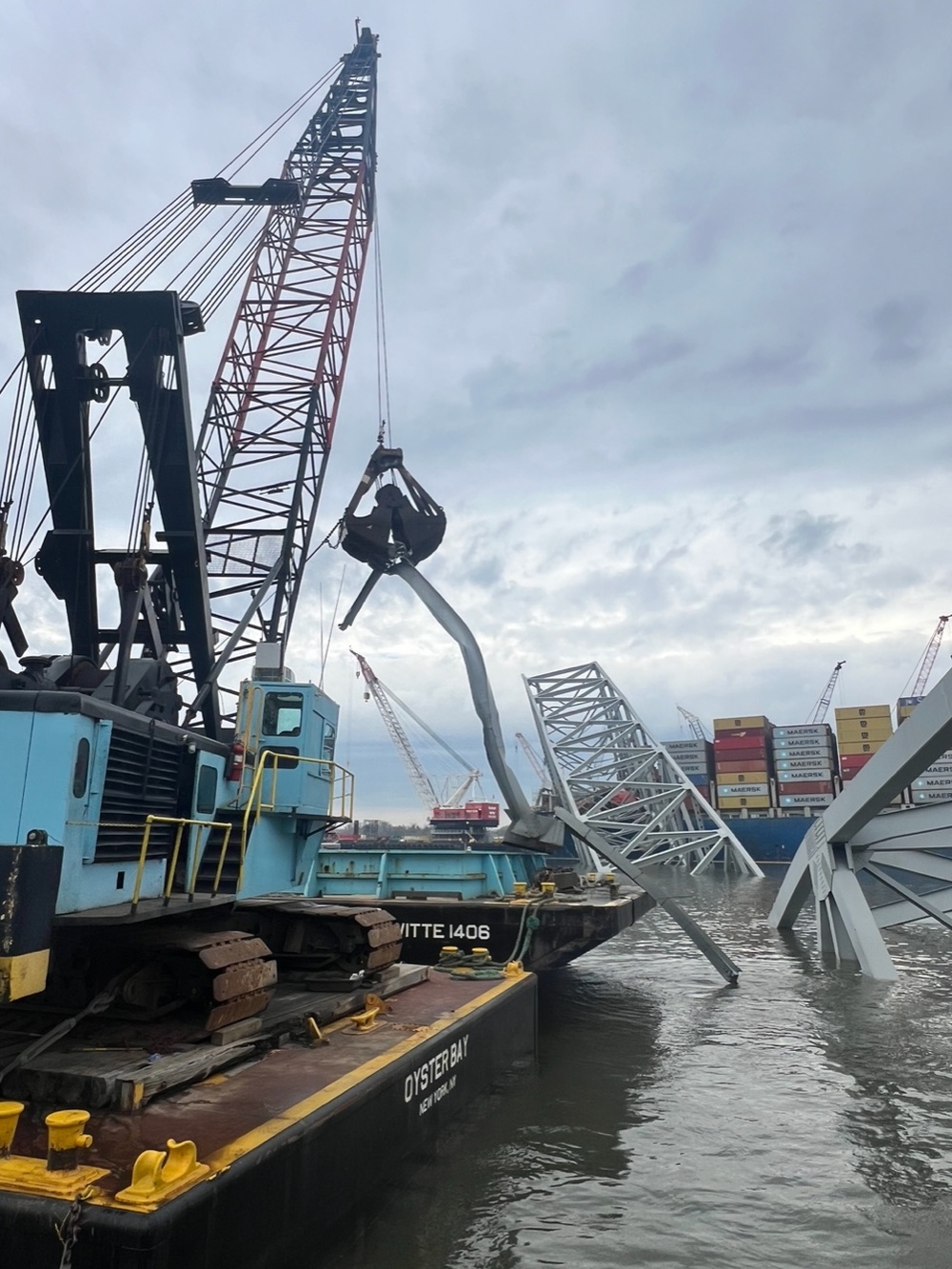 Salvors remove wreckage in wake of Francis Scott Bridge collapse