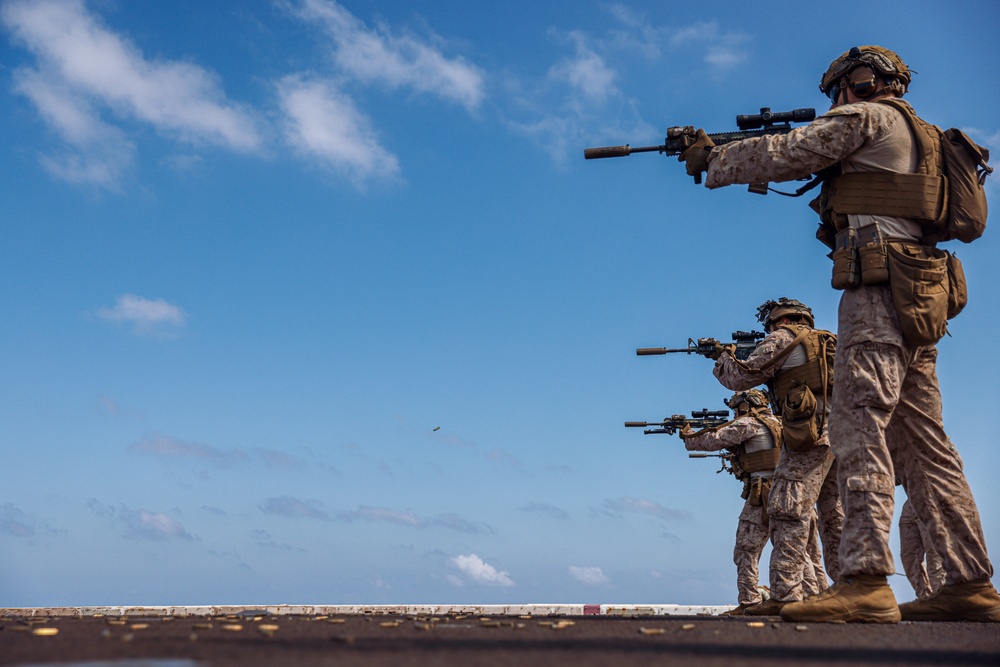 Charlie Co Maintains Rifle Proficiency Aboard USS Somerset