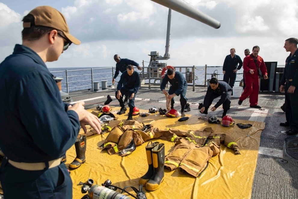 USS Philippine Sea (CG 58) holds a damage control olympics