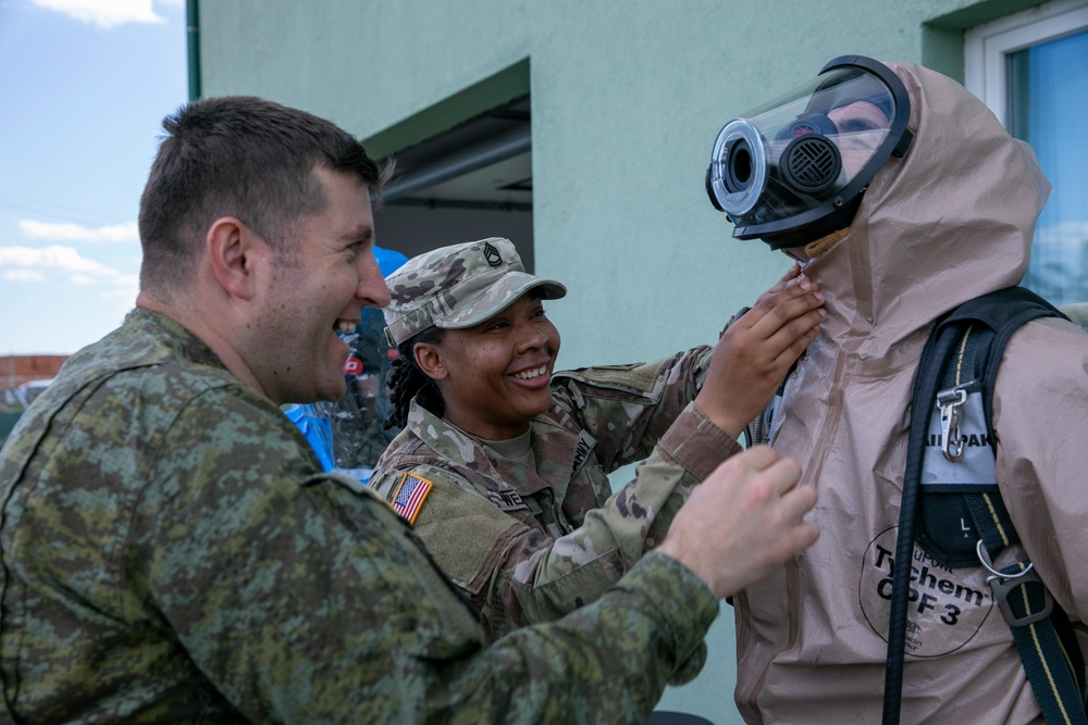 NATO Advisory and Liason Team coordinate chemical, biological, radiological, and nuclear defense training with Kosovo Security Forces.