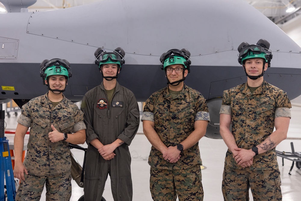 U.S. Marines with VMUT-2 familiarize themselves with 2nd MAW’s first delivered MQ-9A Reaper unmanned aircraft