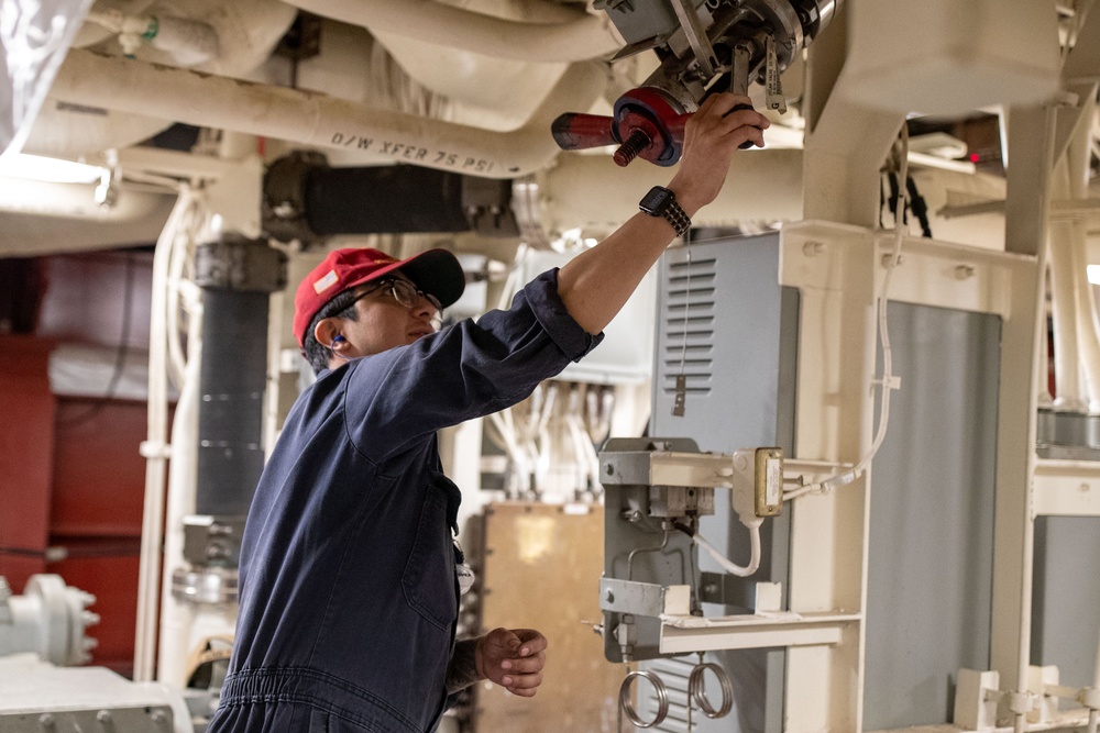 Sailors conduct maintenance aboard USS Tripoli