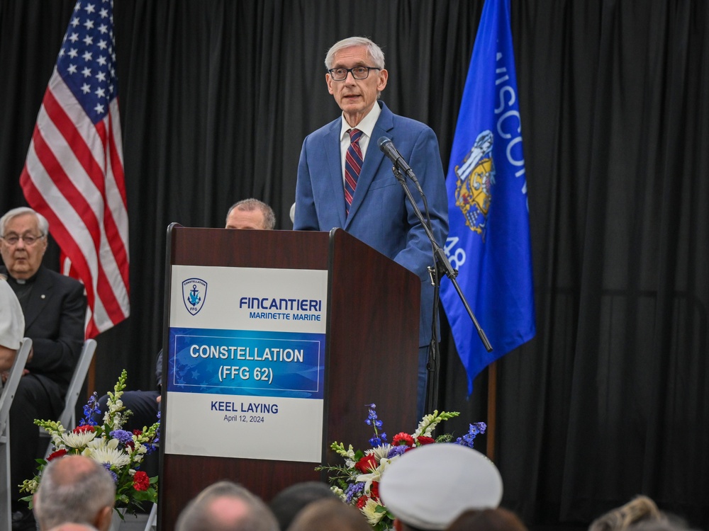 Wisconsin Governor Tony Evers Gives Remarks at the Keel Laying of the USS Constellation (FFG 62)