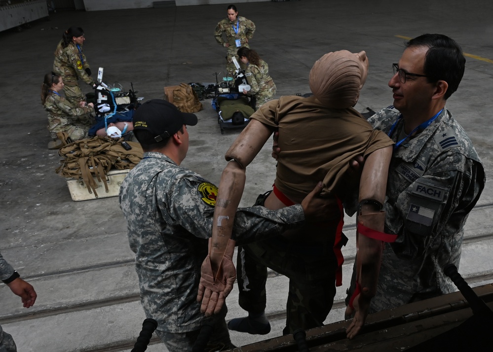 U.S. and Chilean Air Force medics airborne together at FIDAE 2024