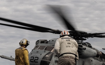 Marines and Sailors Aboard the USS New York (LPD 21) Conduct Flight Ops