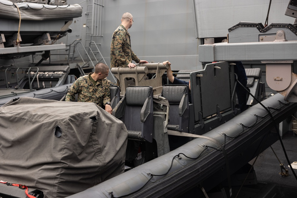 Marines Aboard the USS New York (LPD 21) Conduct Small Boat Ops