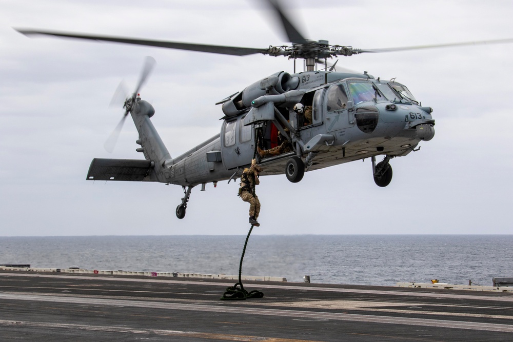 Abraham Lincoln conducts flight operations during friends and family day cruise