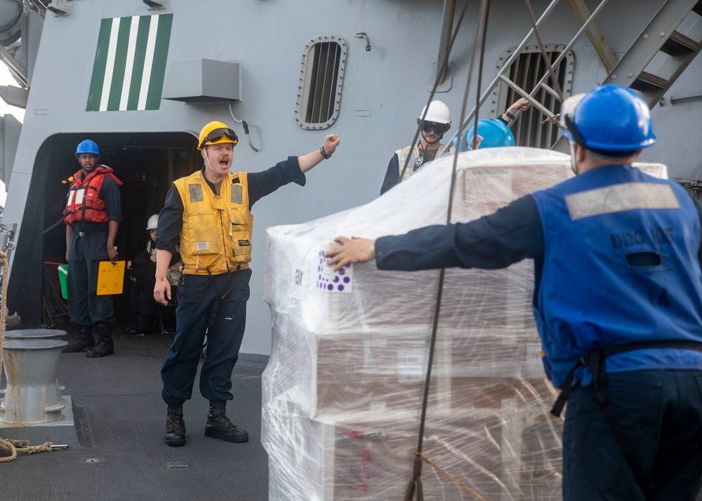 USS Dewey Conducts Replenishment-at-Sea with USNS Yukon