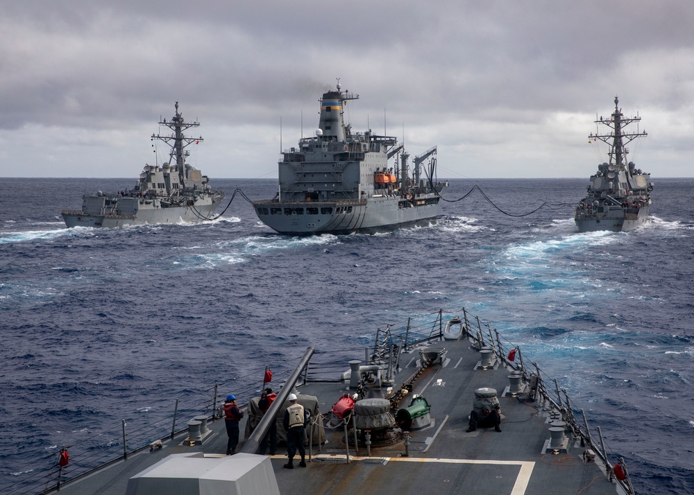 USS Dewey Conducts Replenishment-at-Sea with USNS Yukon