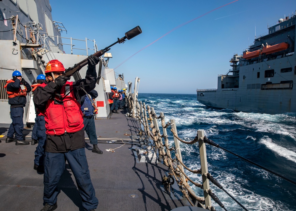 USS Dewey Conducts Replenishment-at-Sea with USNS Cesar Chavez