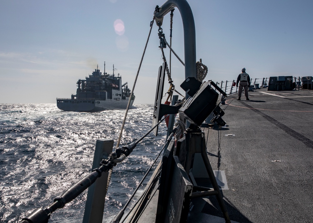 USS Dewey Conducts Replenishment-at-Sea with USNS Cesar Chavez