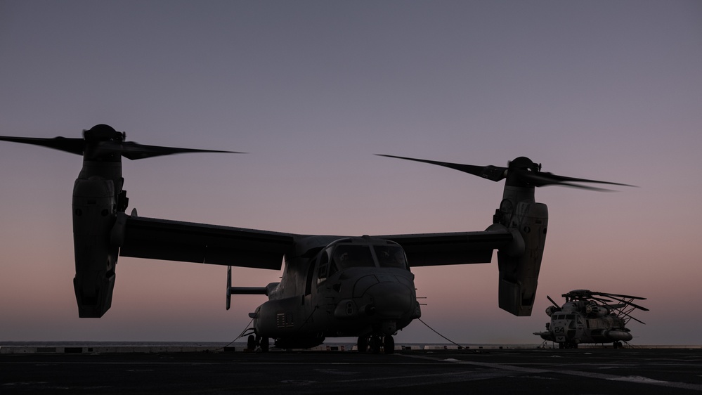 Marines and Sailors Conduct Night Flight Ops Aboard USS New York