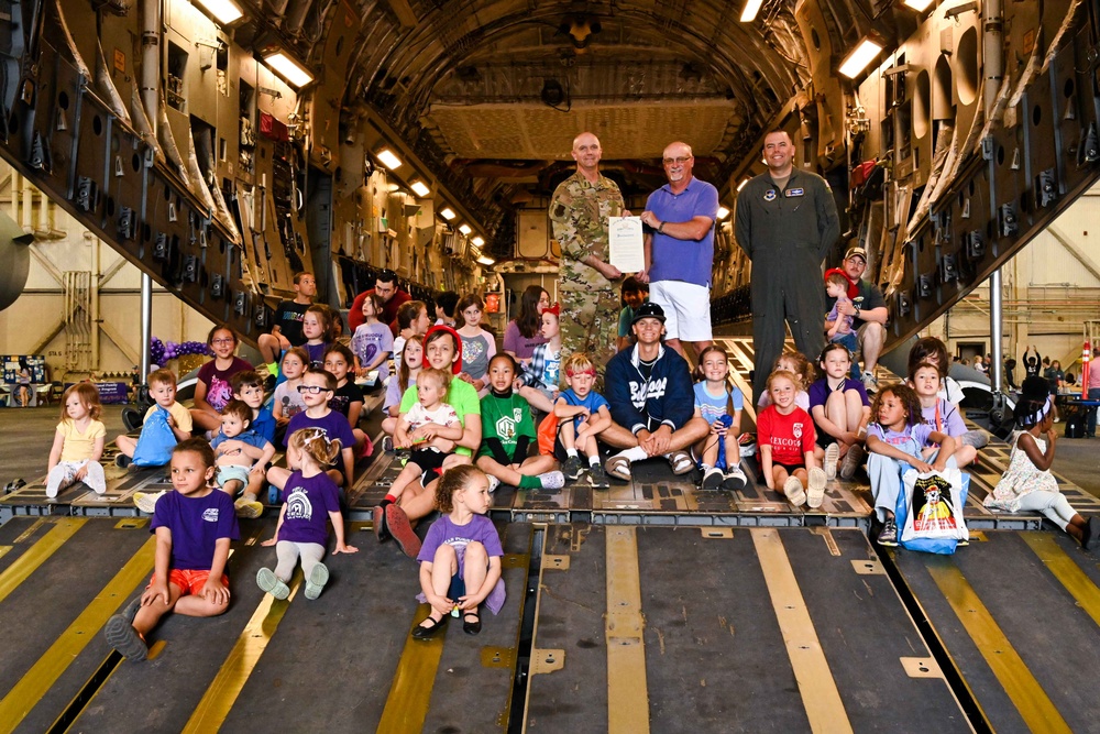 97 AMW celebrates Month of the Military Child with Kid's Deployment Line
