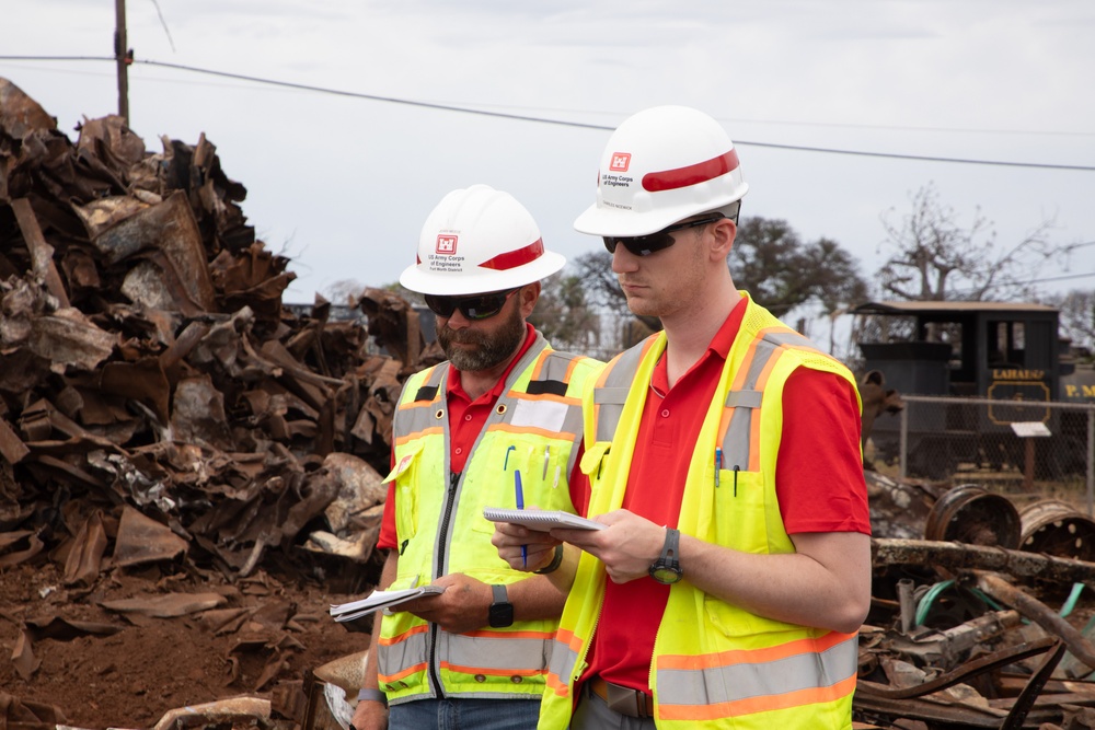 Quality assurance inspectors at work at the Pioneer Mills worksite in Lahaina.