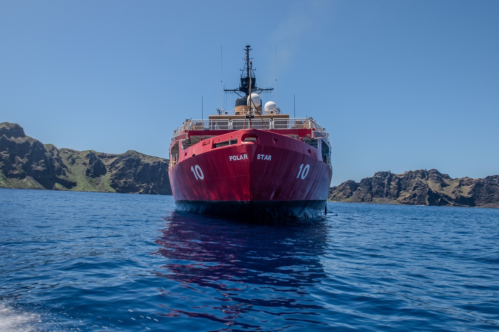 Coast Guard Cutter Polar Star (WAGB 10) crew anchors near Maug Islands