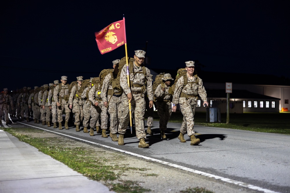 Marine Corps Combat Service Support Schools conducts hike at Camp Johnson