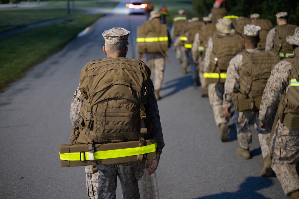 Marine Corps Combat Service Support Schools conducts hike at Camp Johnson