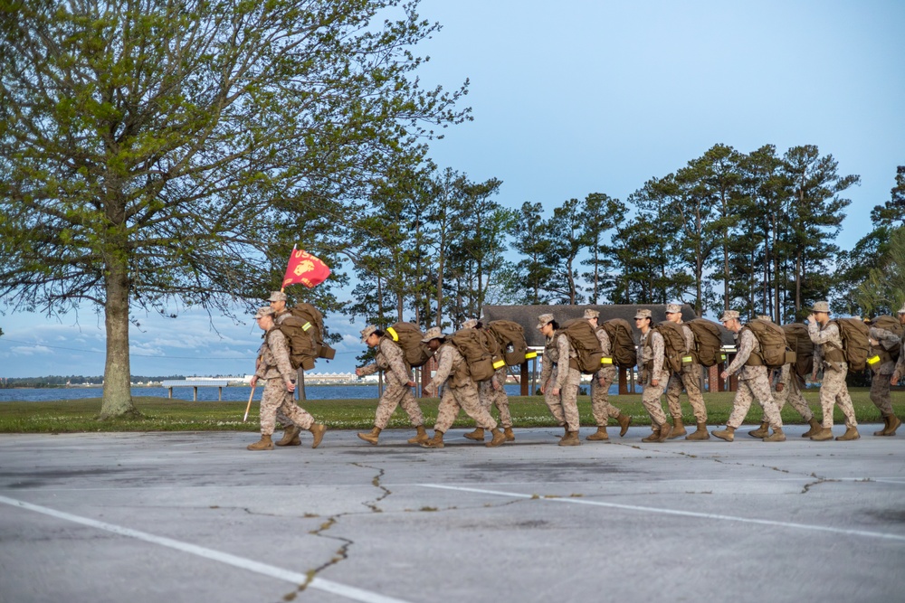 Marine Corps Combat Service Support Schools conducts hike at Camp Johnson