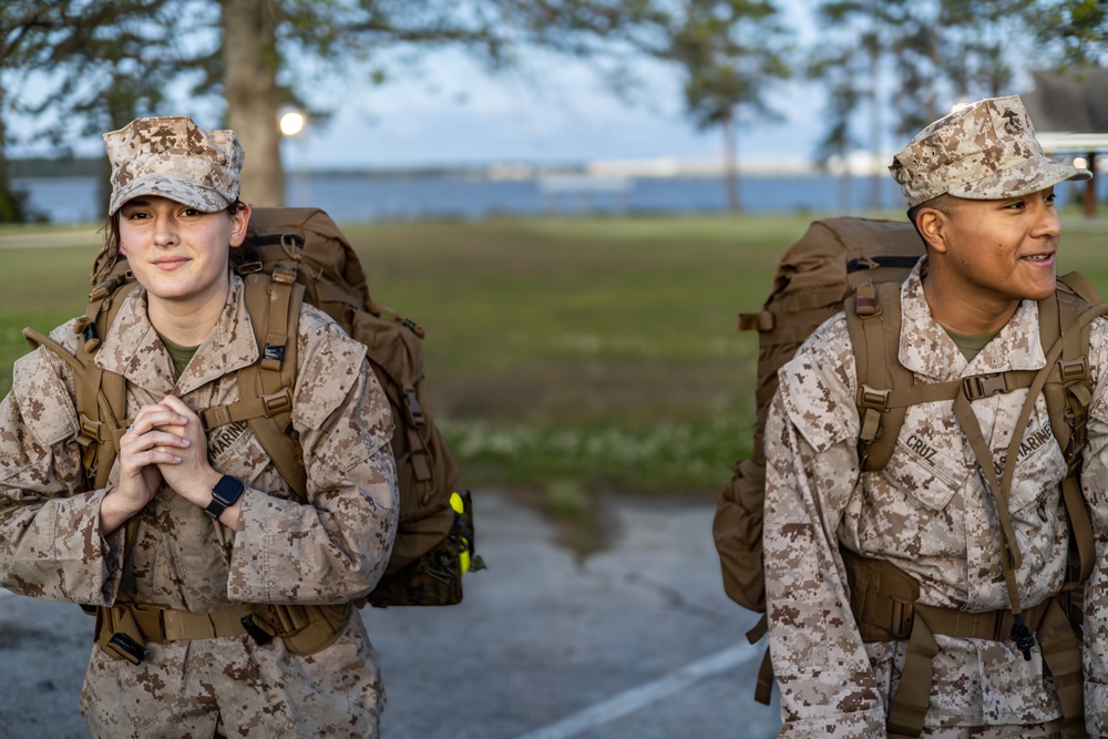 Marine Corps Combat Service Support Schools conducts hike at Camp Johnson